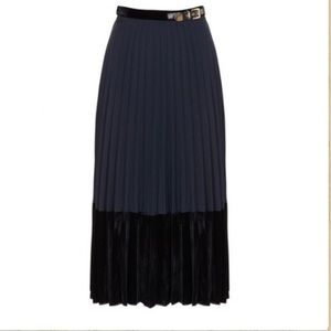 Sandro Paris Pleated Velvet Midi Skirt
